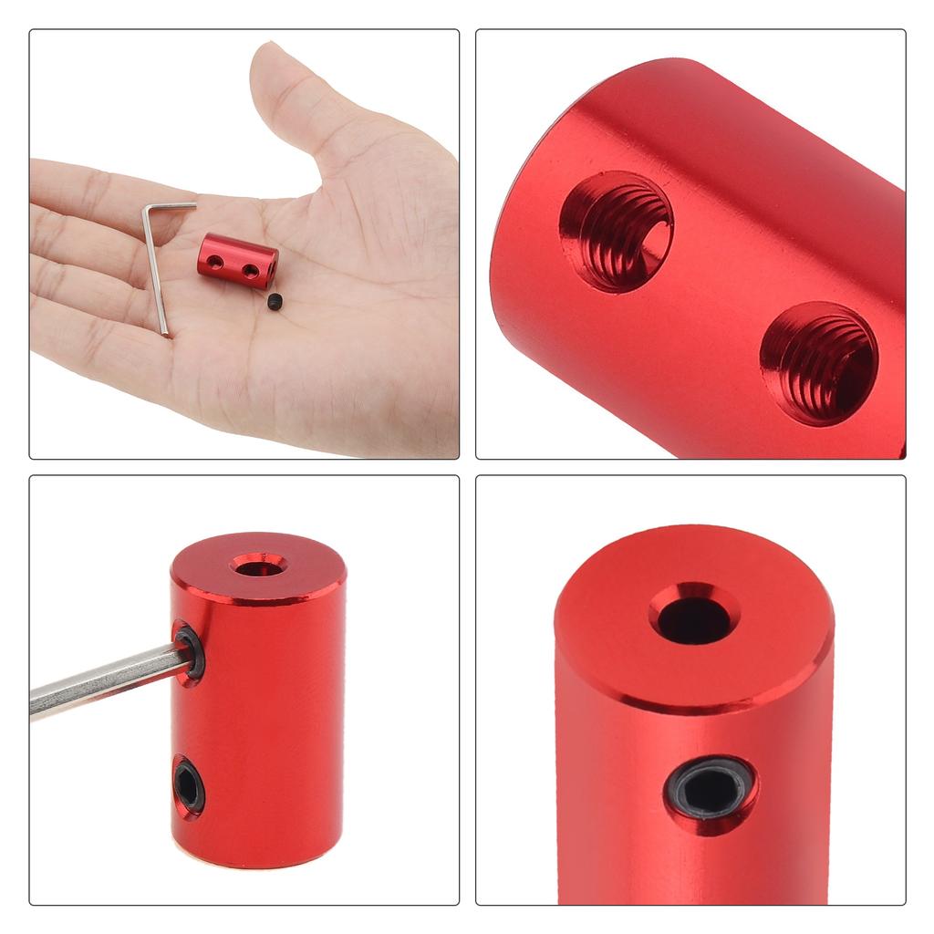 1PCS Rigid Shaft Coupling Aluminum Alloy Red Motor Coupler Connector Sleeve for RC / Airplane / Boat Motor Accessories with M4 Screws