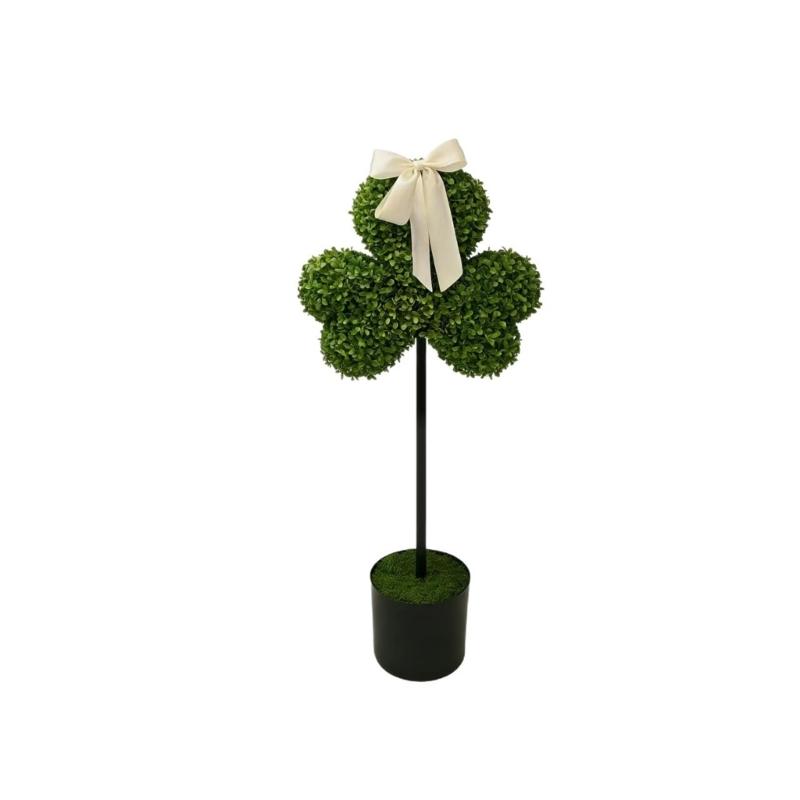 Artificial False Shamrock Plant In Pot No Maintenance Required For Holiday Decoration
