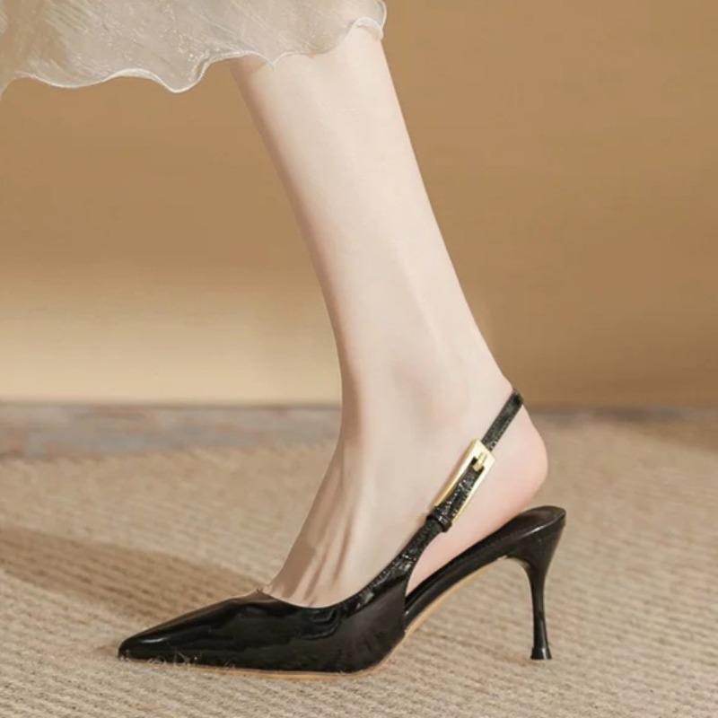 

Fashion Shoes Female 2025 Slingbacks Women s High Heel Fashion Dress Pumps Women Pointed Toe Buckle Strap High Thin Heel Women s Sandals 35 чёрный