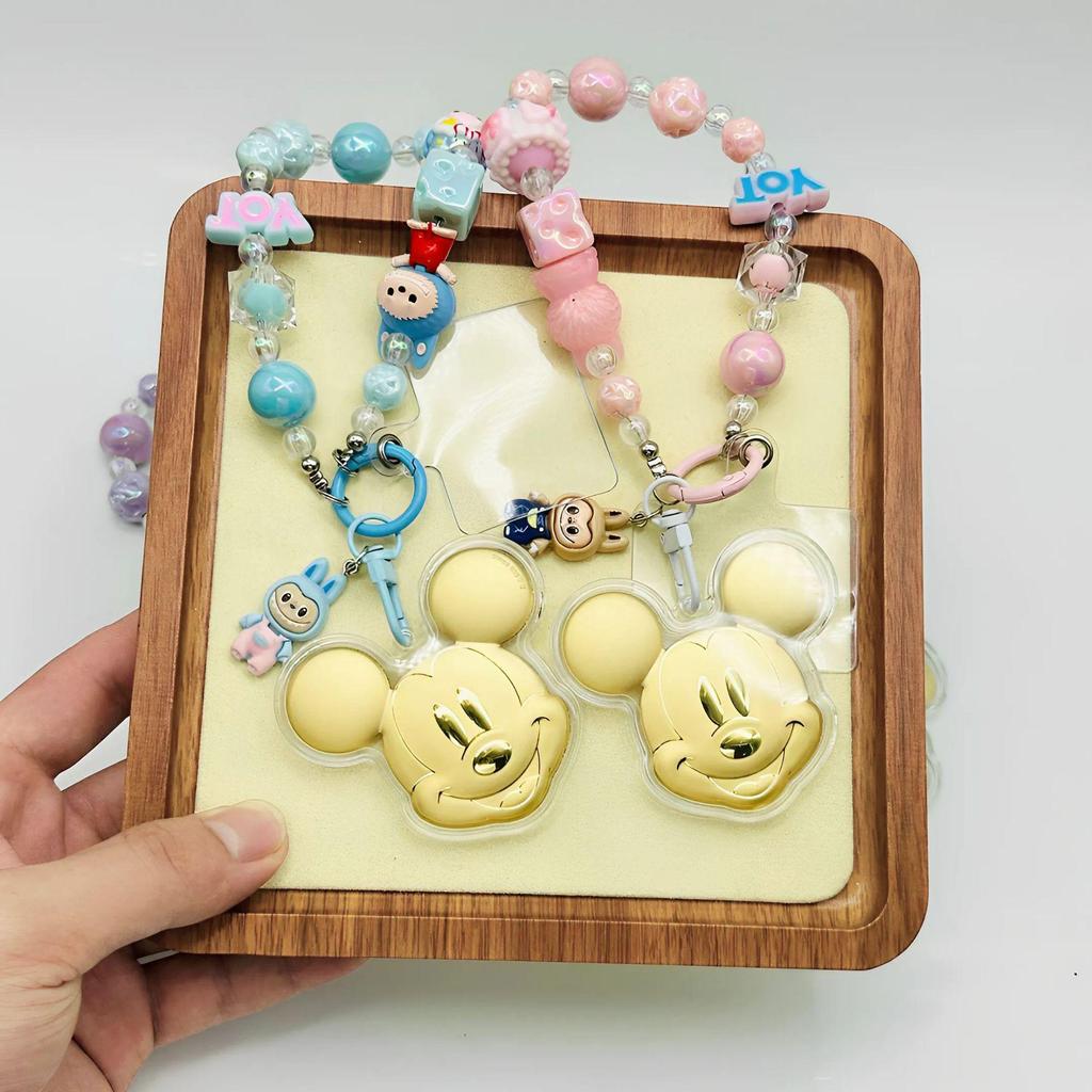 Mickey Mouse 999 Pure Gold Mobile Keychain Pendant - Cute Cartoon Souvenir Charm