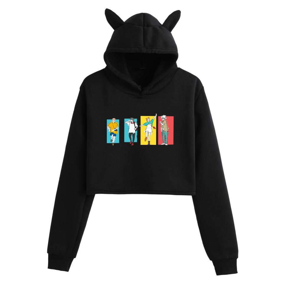 Jujutsu Kaisen Cat Ear Crop Hoodie - Spring Fashion Trend for Girls