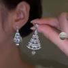 Fashion Christmas Red Dangle Earrings For Women Rhinestone Snowflake Pearl Earring Christmas Party Festival New Year Jewelry
