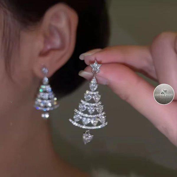 Fashion Christmas Red Dangle Earrings For Women Rhinestone Snowflake Pearl Earring Christmas Party Festival New Year Jewelry