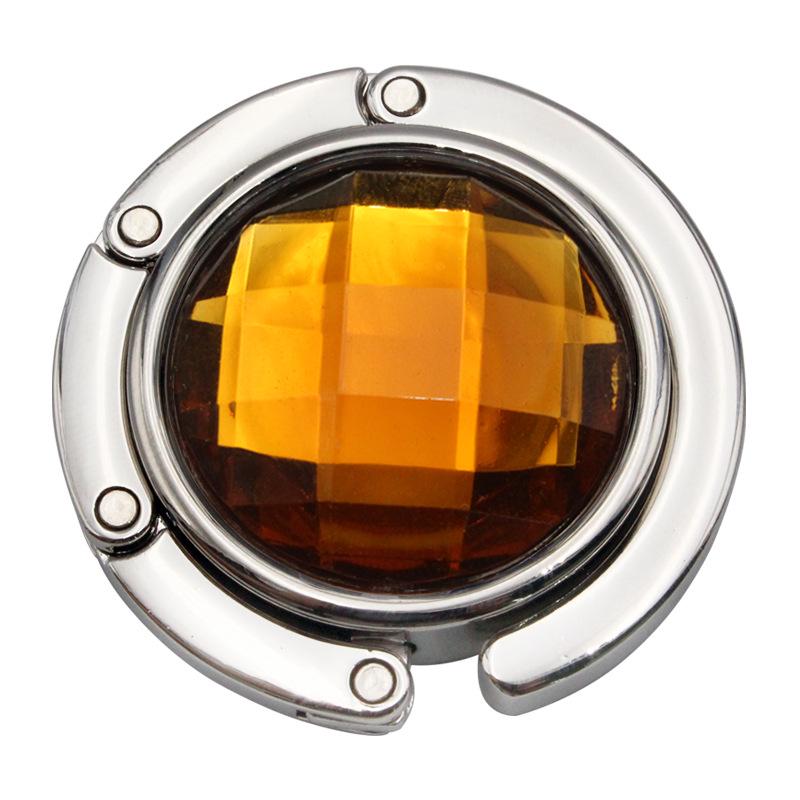 Multifaceted Crystal Round Acrylic Handbag Hook - Folding Table-Edge Hanger, Multi-Color