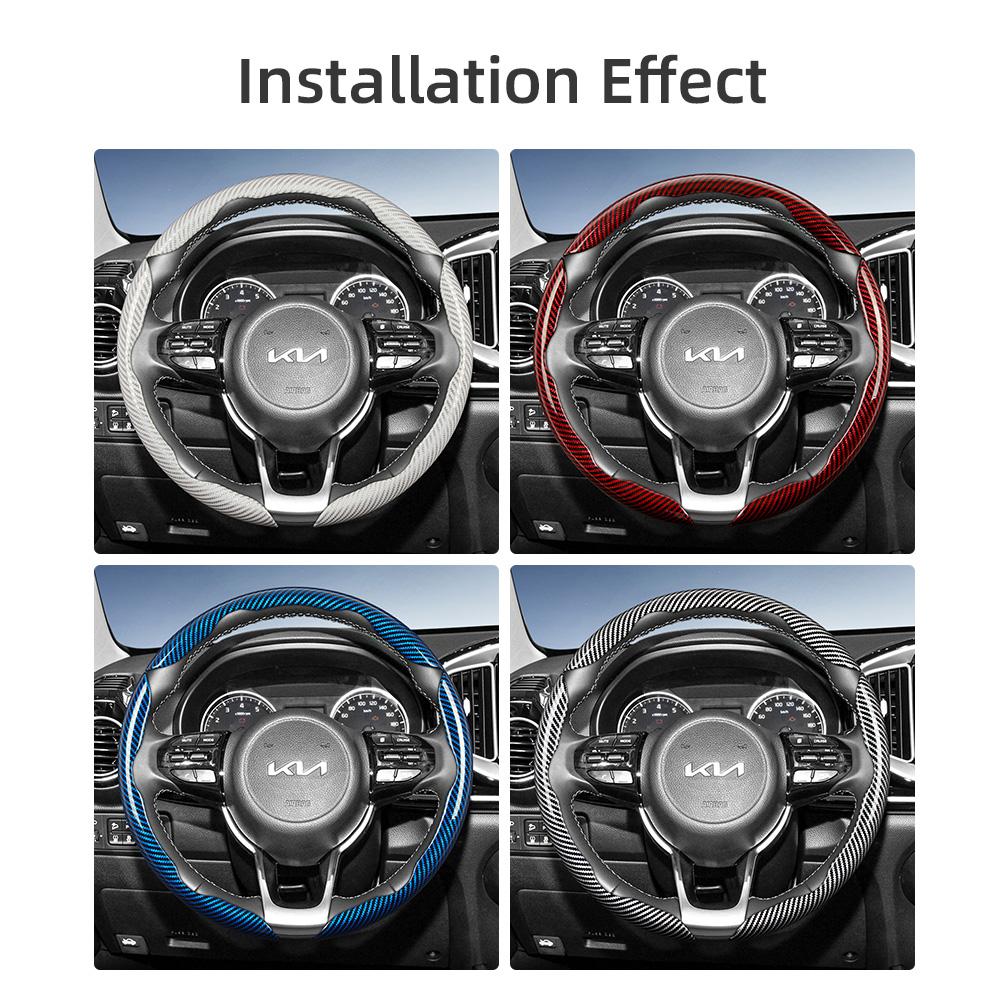 Geeignet für Kia Lenkradabdeckung mit Carbonfaser-Textur, segmentiertes Schnellverschluss-Design, langlebig, für Sportage Seltos Sorento Niro Sonet Picanto