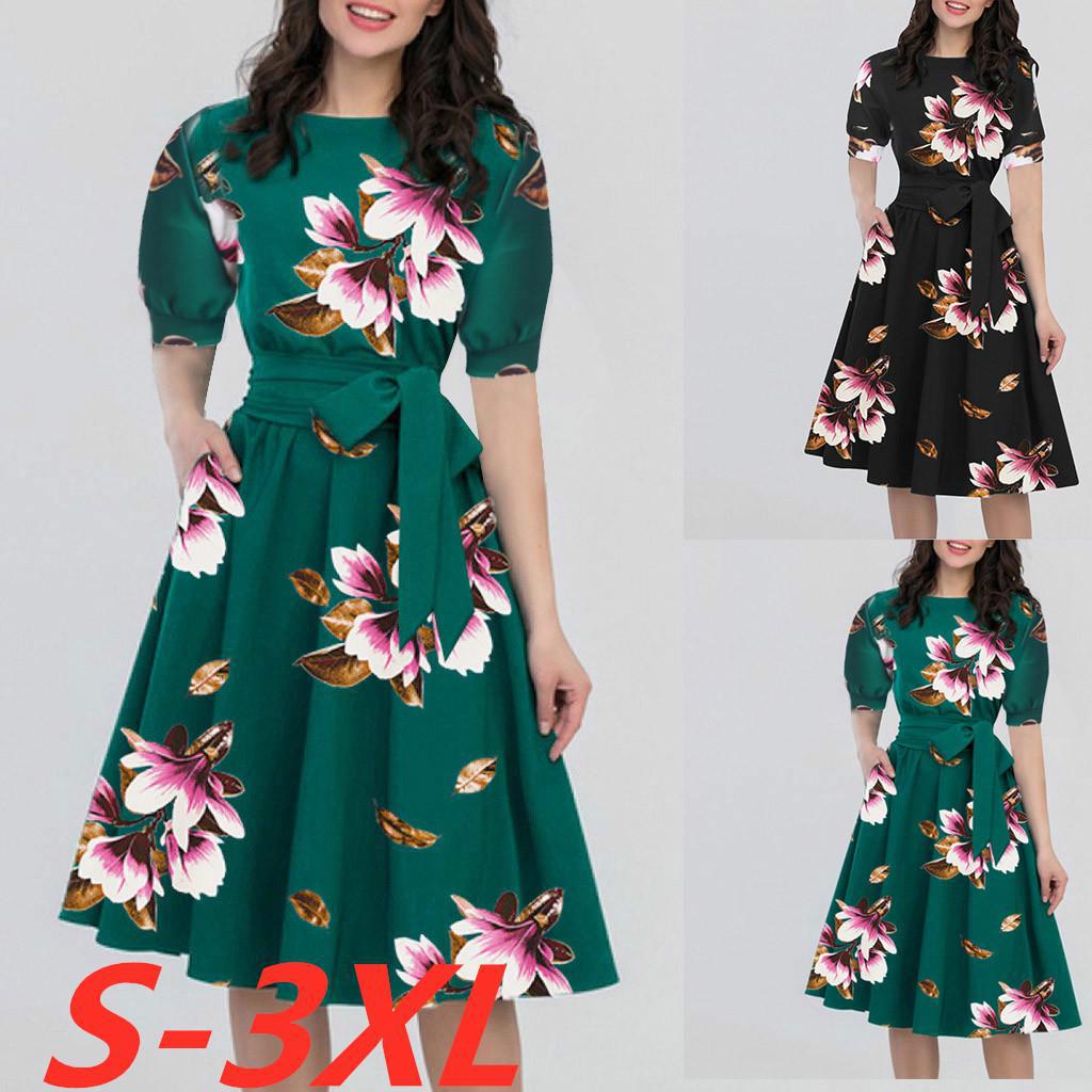 Buy Fashion Women Elegant ONeck Half Sleeve Pocket Sashes KneeLength