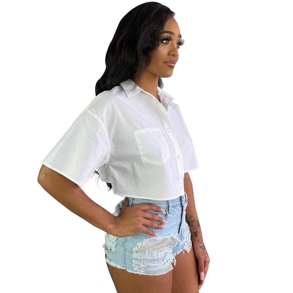European & American Women's Fashion Casual Irregular Short-Sleeve Shirt - Summer New Arrival