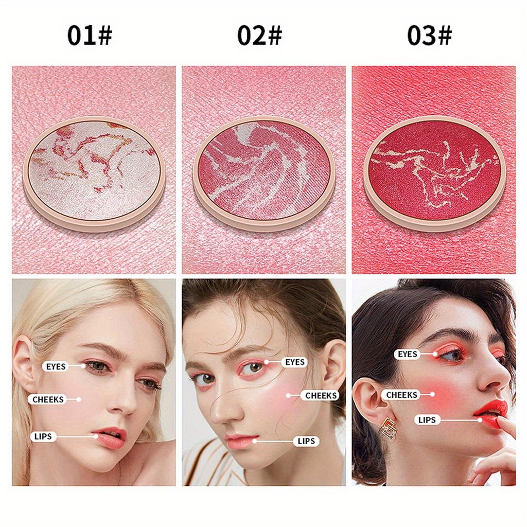 5 Colour Blush Powder Palette Eyes Cheeks Lips 3 in 1 Face Pearlescent Blush Cream Highlighter Contouring Powder Matte Eyeshadow Baked Powder