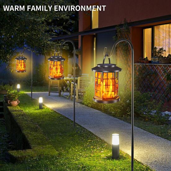 Solar Flame Light Outdoor Waterproof Hanging Solar Light Automatic ON/OFF Decorative Flickering Flame Solar Lantern
