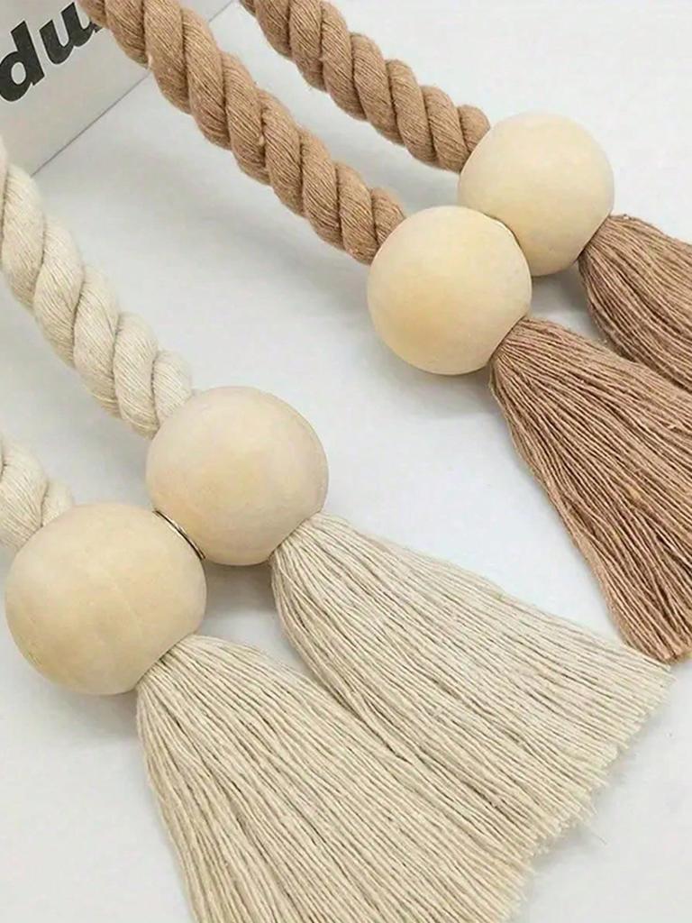 Magnetic Window Curtain Tiebacks Simple Wooden Tassel Curtain Buckle Curtain Holdback Suitable For Bedroom Living Room Kitchen Home Decoration