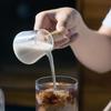 Mini Coffee Glass Milk Jug with Wooden Handle
