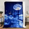Moon and Starry Night Sky Blanket Patterned Flannel Blanket Perfect for the Bedroom Living Room, Sofa, or a Little Nap