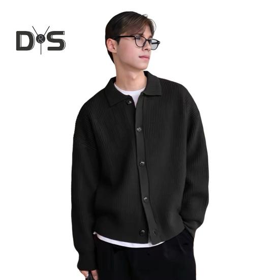 

Мужской свитер осень-зима с отложным воротником, однобортный, на пуговицах, свободный кардиган, свитер, пальто с длинными рукавами, трикотажная куртка, для работы, школы, свиданий, верхняя одежда XXXL чёрный