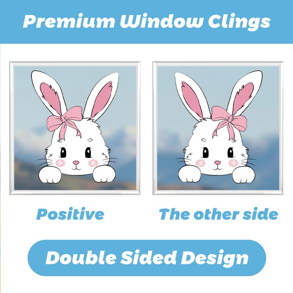 6 Sheets Easter Bunny Window Clings Cartoon Egg Stickers Cute Decoration For Home Classroom Nursery Shop Glass Display Decorations