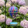 Outdoor Bird Water Station Stained Glass Hot Air Balloon Feeder Fountain, Hanging with Fountain Decorative Resin Tray, Vintage Bronze Garden Decor for