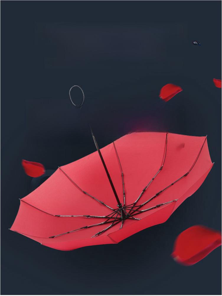 Umbrella Sunny And Rainy Automatic With Printed Logo Black Plastic Spf Sunscreen Threefolding Design