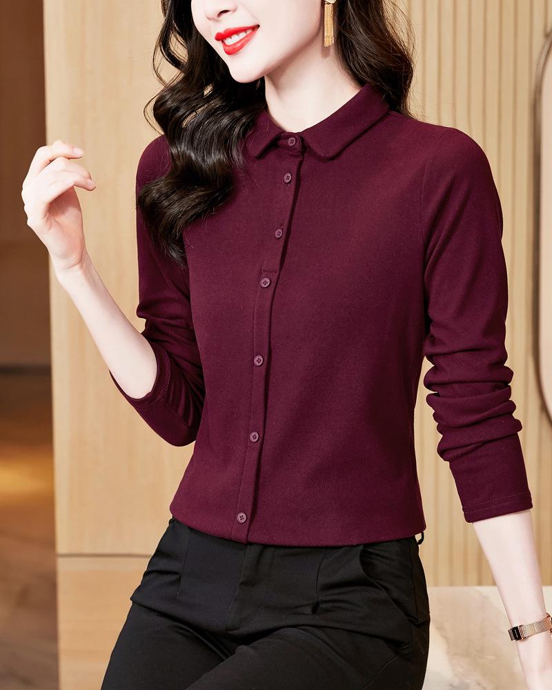 

Женская приталенная футболка с длинным рукавом из австралийской шерсти мериноса, базовый слой, с отложным воротником 2XL красный/фиолетовый