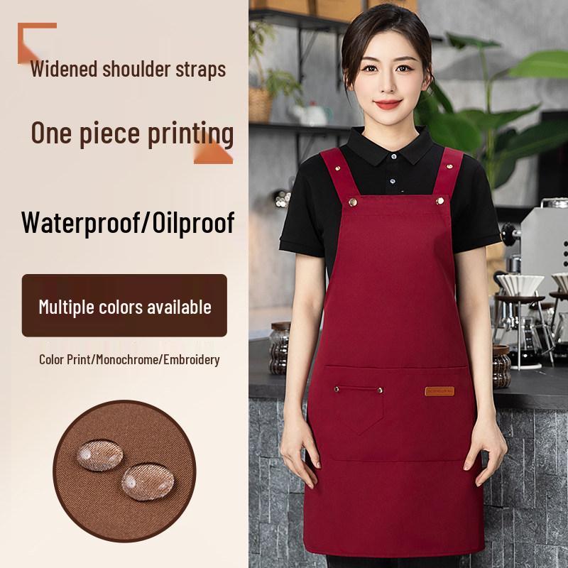 Waterproof Catering Apron with Logo Printing for Coffee, Milk Tea, and Waitstaff