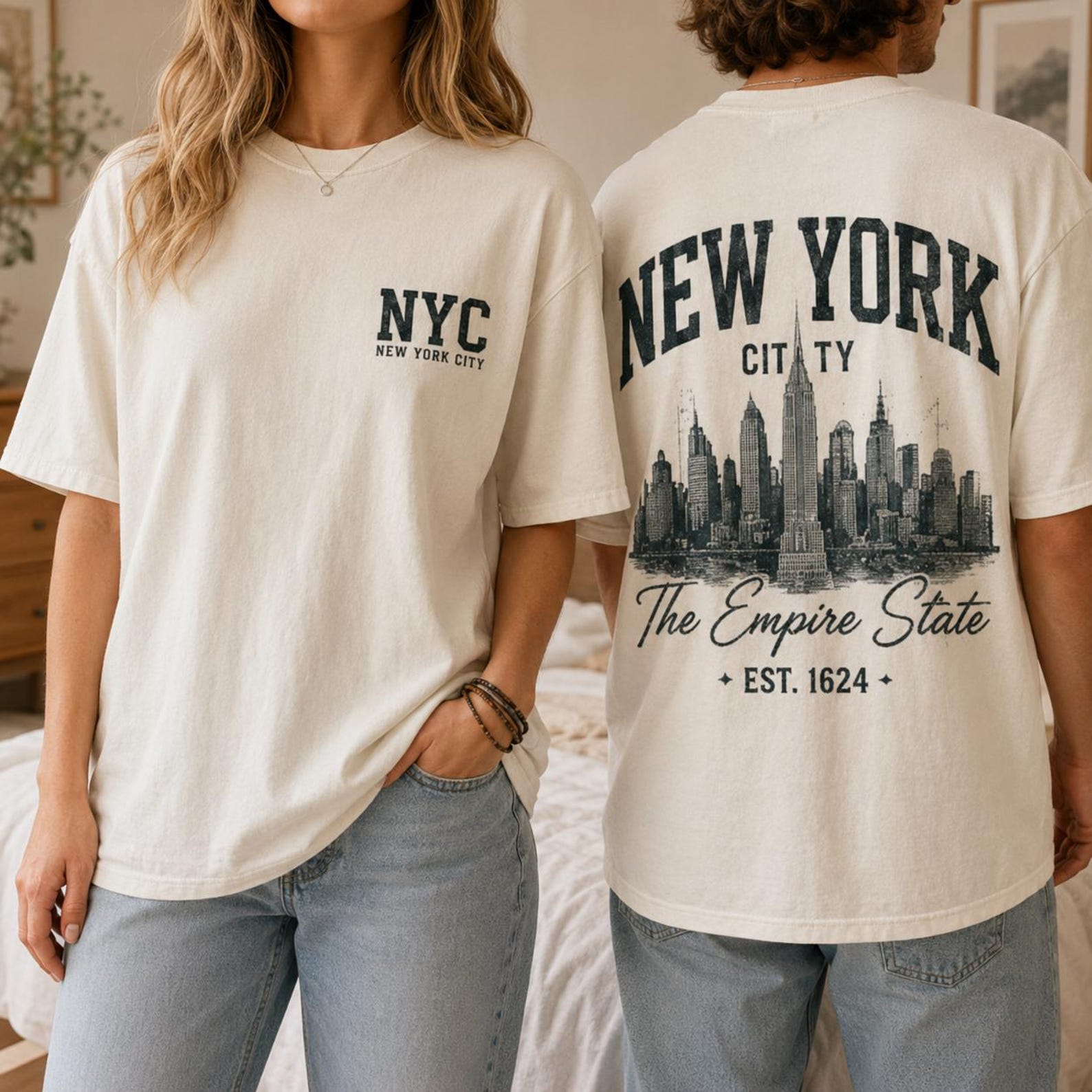 New York City Skyline Comfort Colors T-Shirt, Empire State EST 1624 Graphic Tee 4XL
