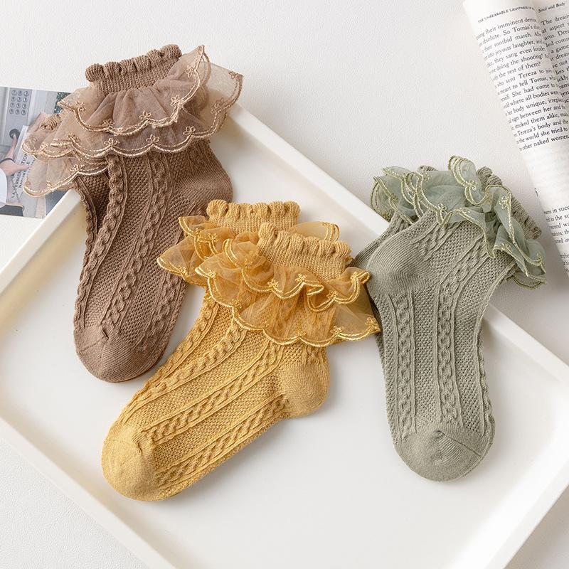 2-9Y Baby Spring Lace Ruffle Socks Children Cotton Autumn Girls Dance Socks Cute Toddler Socks Princess Style Baby Accessories