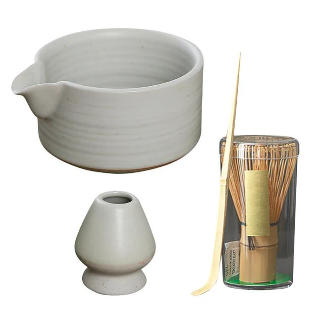 D2 4Pcs Matcha Whisk Set Tea Ceremony Matcha Bowl Bamboo Whisk Grinder Brush Tea Coffee Cup Tool Holder Tea Accessories Teaware