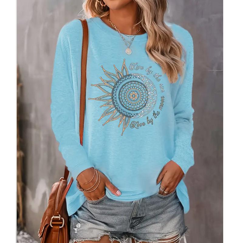 2025 Autumn & Winter Women's New Casual Crew Neck Long Sleeve Top 3D Retro Pattern