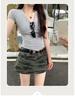 Women's White V-Neck Short-Sleeve Slim-Fit T-Shirt - Sexy Summer Style