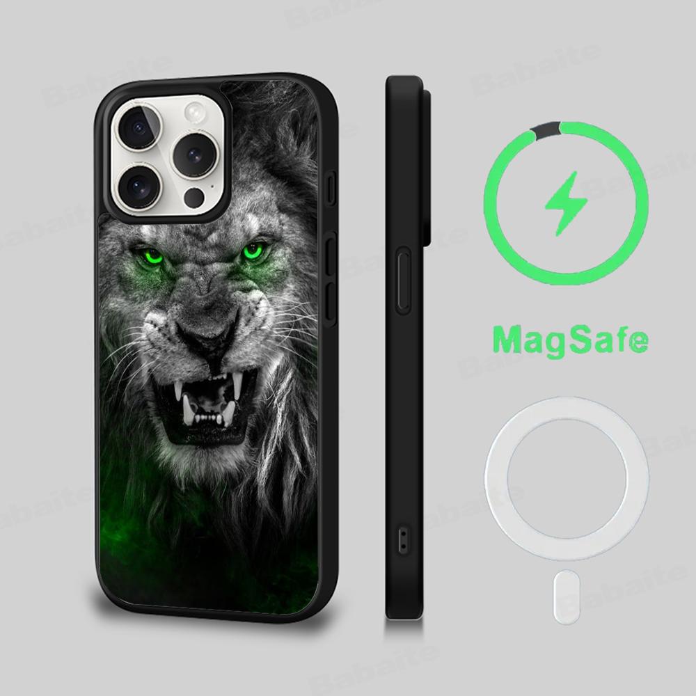 

Lion Wild Animals Luxury Phone Case Magnetic Case For IPhone 16 14 13 12 11 15 Pro Max Plus For Magsafe Wireless Charge Cover iPhone 14 Pro