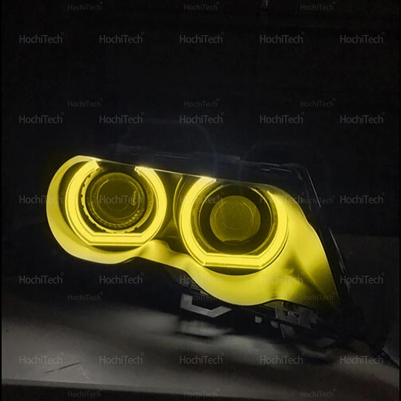 For BMW E46 Sedan 325i 325xi 330i 330xi with HID Headlights Day Light DRL Angel Eyes LED CSL Style Lemon Yellow Headlight Ring