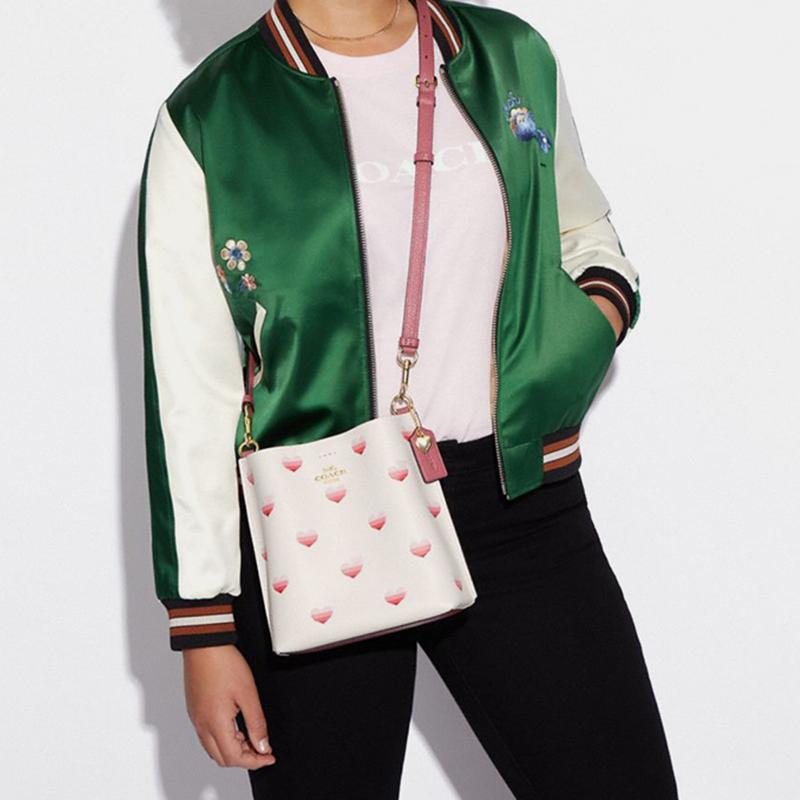 New COACH Mollie Split Cow Leather Bucket Bags Handbags Shoulder Bag Crossbody Bag Small Size Women's Chalk White CA249-IMCAH