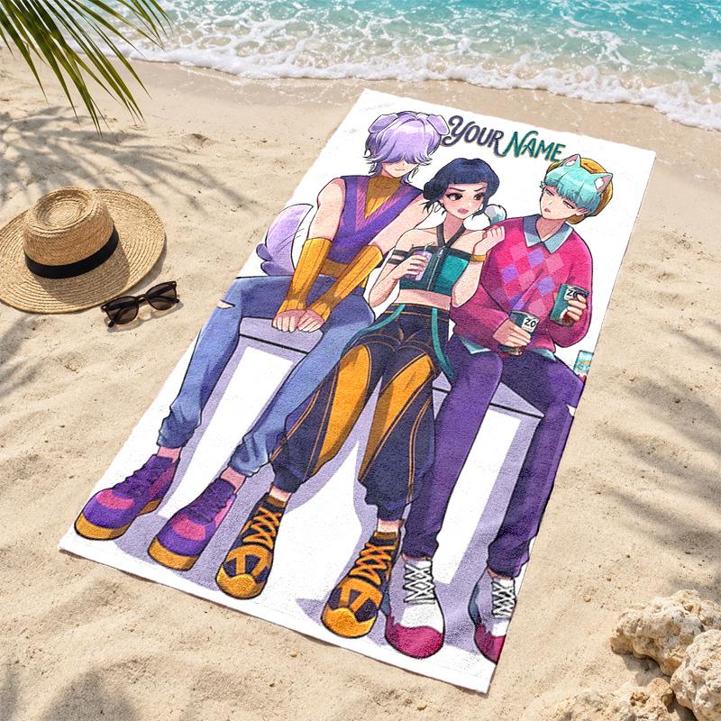 Kpop Demon Hunters Custom Name Beach Towels Also Serve As Bath Towels Summer Essential a Musthave for the Outdoors the Beach and the Pool
