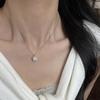 LATS New Square Zircon Stainless Steel Necklace for Women Silver Color Light Luxury Niche Choker Fashion Jewelry Gift