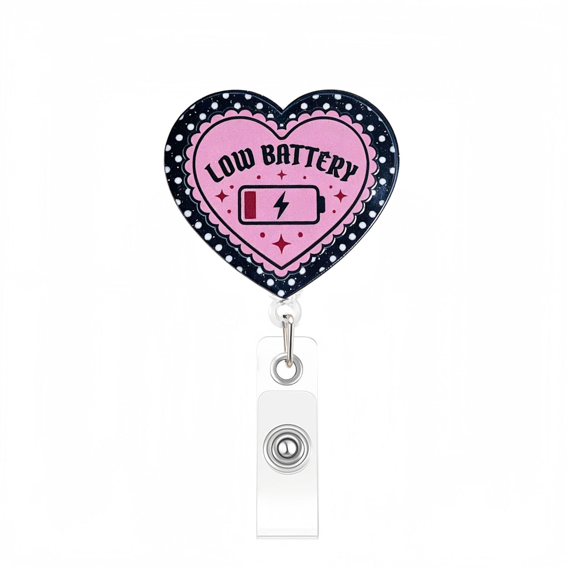 

Rtractable Badge Reel with Alligator Clip, Glitter Acrylic ID Badge Holder for Nurse Doctor Teacher Funny Work ID Reel Gifts
