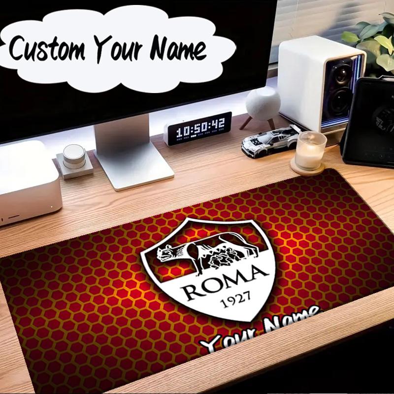 Custom Name Mouse pad Roma Football Club Emblem Mouse Pad Desk Mat, Non-Slip Rubber Backer Pad For Computer Notebook Gaming Mouse Pad Birthday Gift