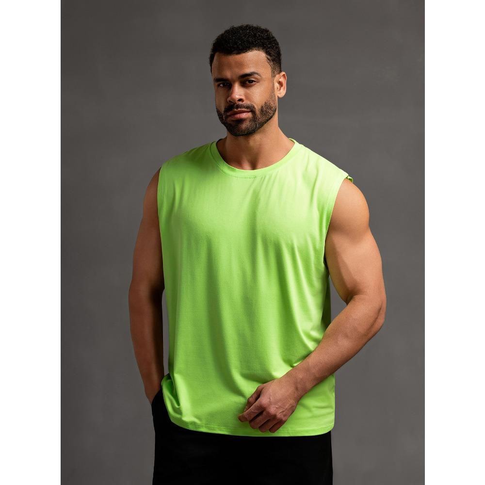 Solid Color Sleeveless T-shirt Fitness Loose Sports Vest Men's T-shirts