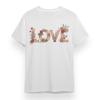 Women's Oversized T-shirt With Botanical Love Graphic Unisex White Cotton Tee