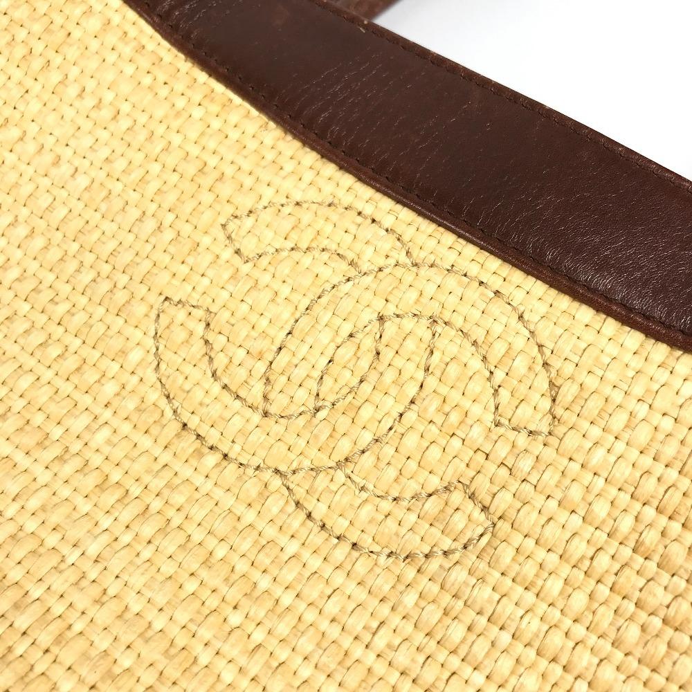 Chanel CC CC Mark Logo Bag Shoulder Bag Tote Bag Raffia / Leather Beige/Brown