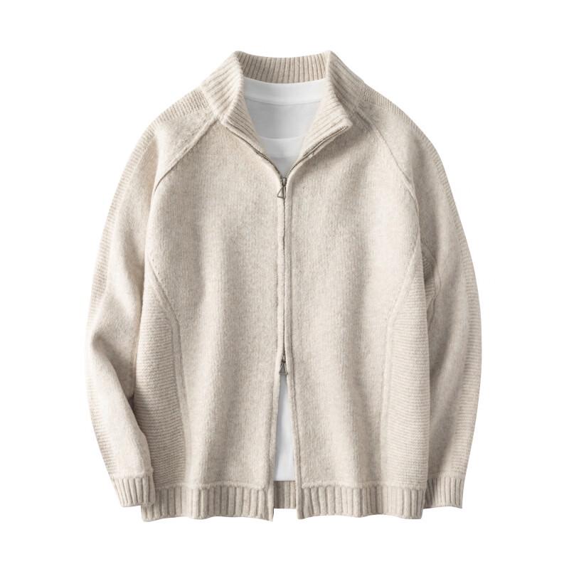 Hengyuanxiang Men's Stand-Collar Zipper Knit Cardigan