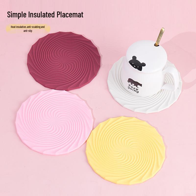 Suport de masă și coaster din silicon cu textură spiralată antiderapant – Suport de masă termorezistent