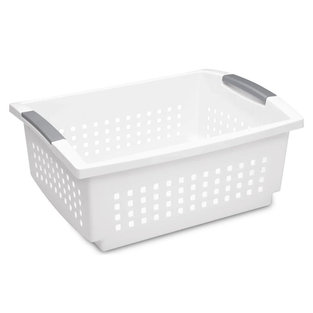 Stackable Open Plastic Bins Storage Baskets Home Organization Countertop Pantry Laundry Room Clutter Management Easy View
