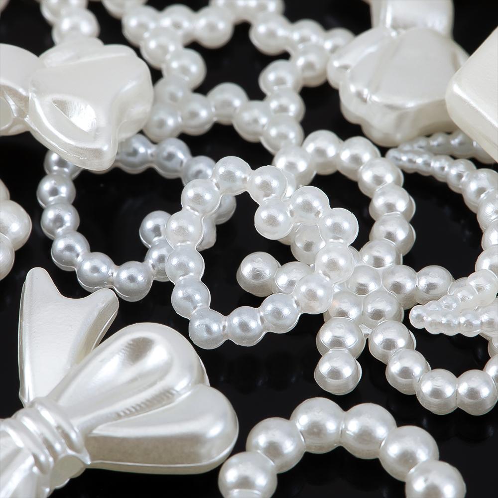50pcs Resin Accessories Bowknot Love Heart for Jewelry Making DIY Findings White Imitation Pearl Beads Bowknots Hair Accessories
