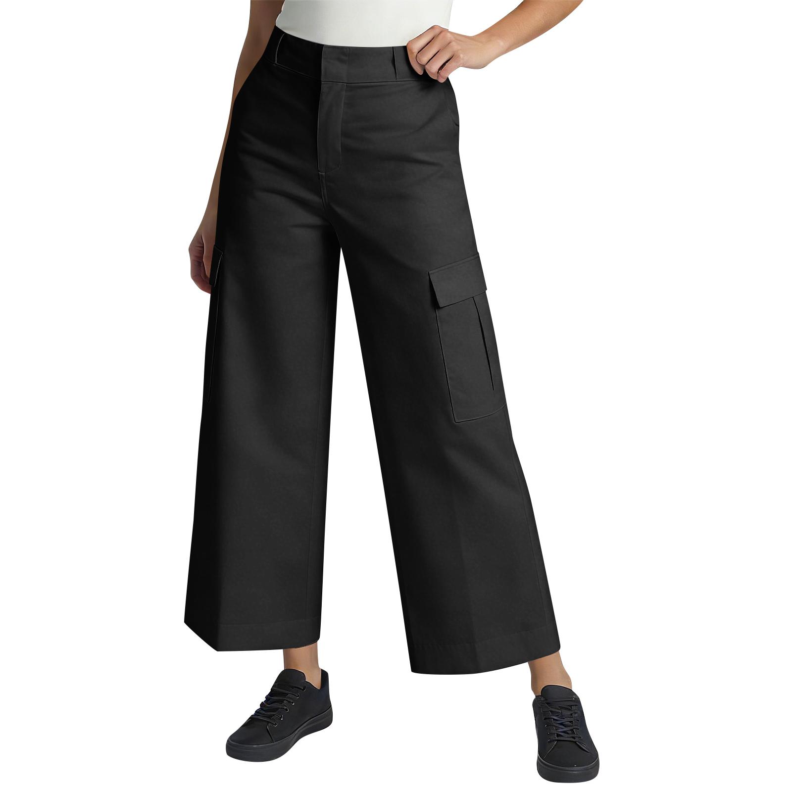 

Women’s Straight Leg Work Pants with Multiple Pockets Relaxed Fit Durable Fabric Suitable for Daily Wear and Work L чёрный