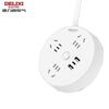 Régua de Tomada Redonda DELIXI Série CD98H-Y com USB-C Plugue CN (adaptador incluso)