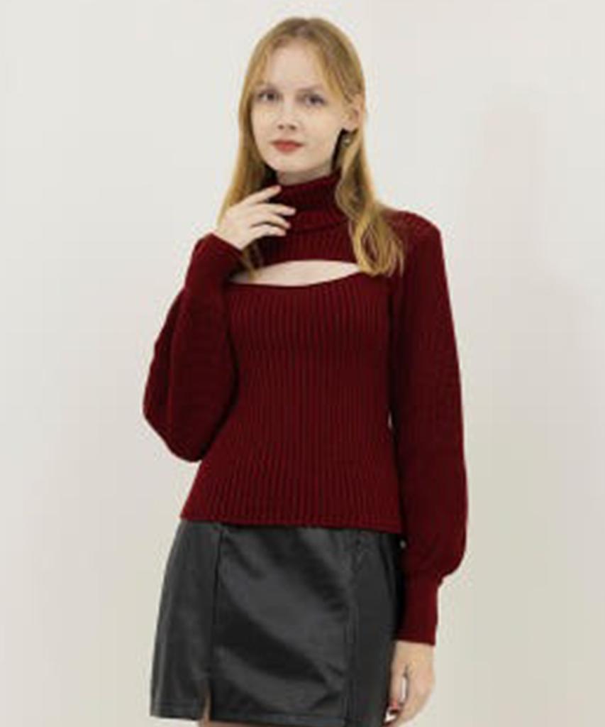 High Five Turtleneck Sexy Long Sleeve Sweater