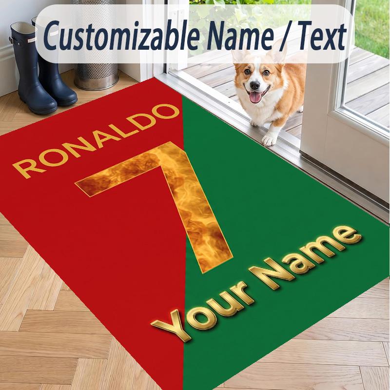 Custom Text Printed Rug Cristiano Ronaldo Non Slip Floor Carpet For Home Room Decor