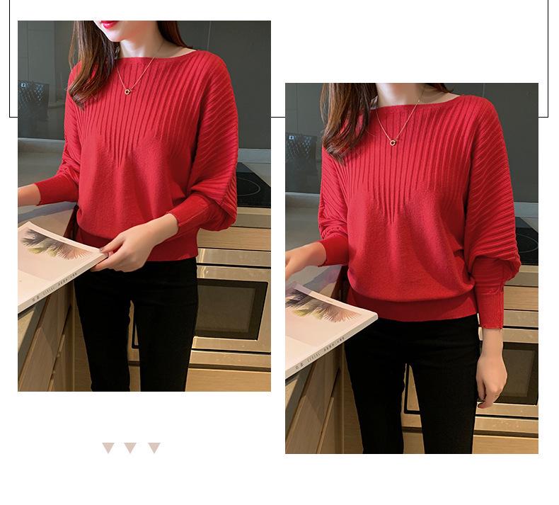 2021 Japan Korea Batwing Sleeve Women's Knitwear: Autumn/Winter Long Sleeve Loose Pullover Sweater