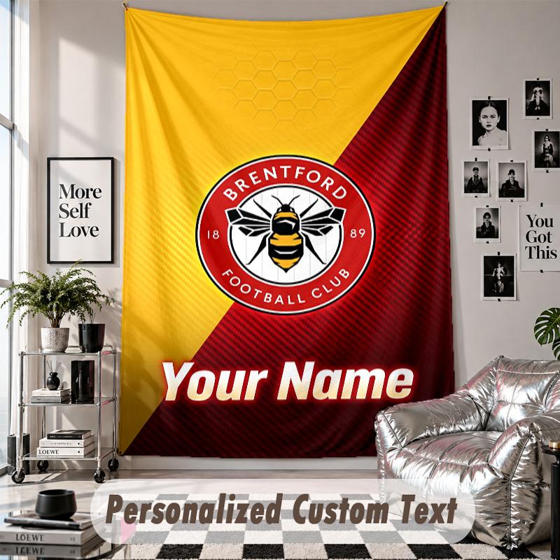 Custom Tapestry Wall Hanging, Brentford Football Personalized Name Text Home Wall Decor
