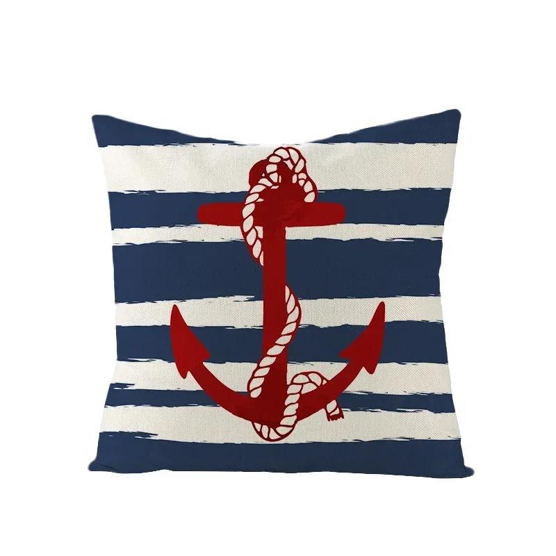 Dekorative Kissenbezüge für Sofas x Zoll Marineblau Kissenbezug Anker-Aufdruck Kissenbezug Outdoor Heimdekoration Kissenbezüge