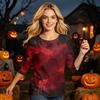 Halloween Shirt for Women 3/4 Sleeve Tunic Top Funny Splatter Pattern Casual Loose Holiday Graphic Blouse