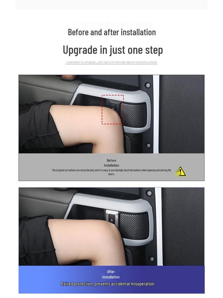 Adesivo Luminoso Anti-Toque Acidental para Botão de Trava de Porta para Land Rover Defender 2020-2025.